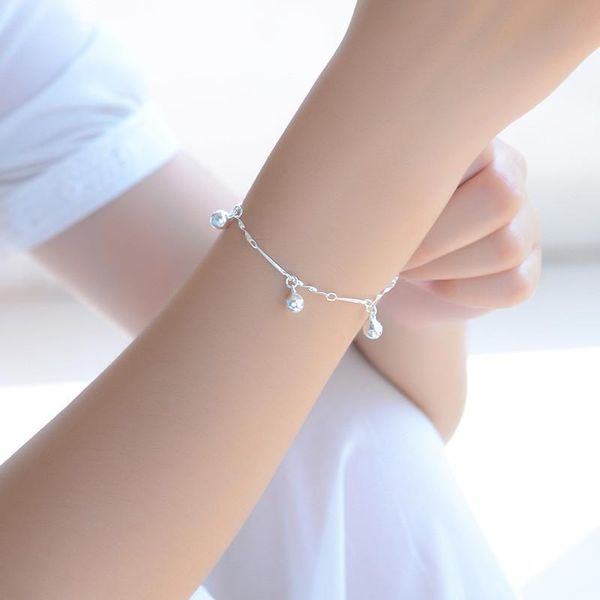 korean fashion stainless steel metal bell pendant bracelet for women retro classic cuff jewelry accessories gift link, chain, Black