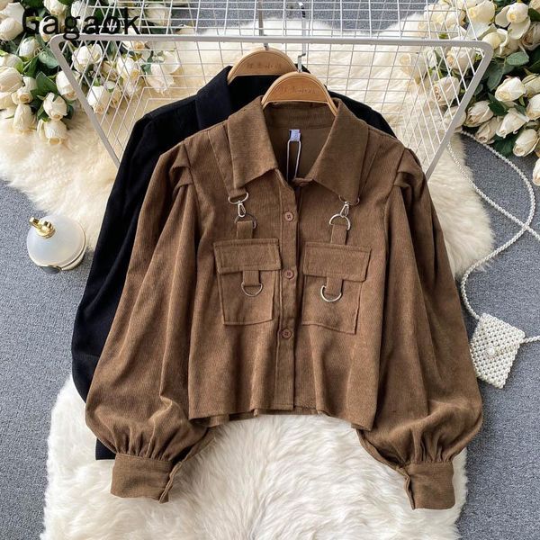 women's jackets gagaok vintage jacket women 2021 spring autumn solid lapel puff sleeve short casual fashion korean chic wild coats, Black;brown
women's jackets gagaok vintage jacket women 2021 spring autumn solid lapel puff sleeve short casual fashion korean chic wild coats, Black;brown