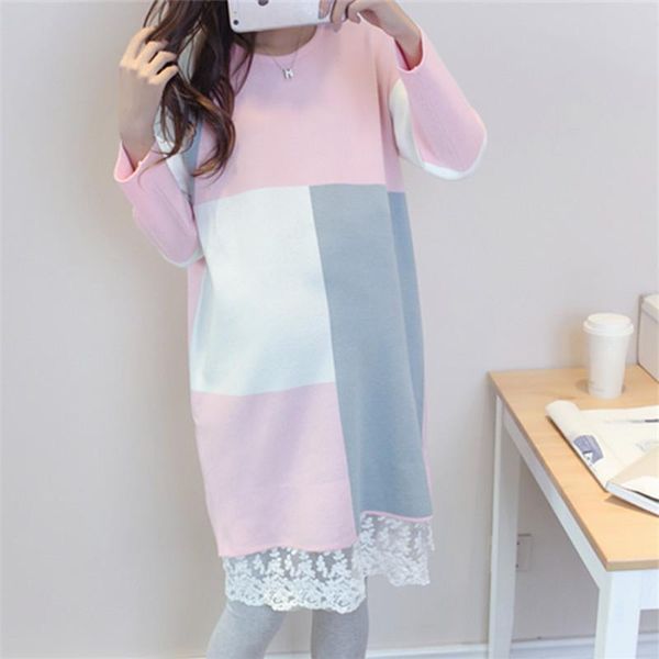 maternity dress winter lace casual gown full sleeve loose knitted sweater pregnancy clothes dresses for women, White
maternity dress winter lace casual gown full sleeve loose knitted sweater pregnancy clothes dresses for women, White