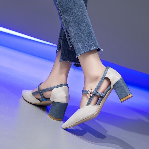 pointed bag with sandals female 2021 summer fairy wind high heels thick wild one button, Black
pointed bag with sandals female 2021 summer fairy wind high heels thick wild one button, Black