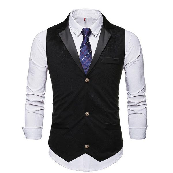 men's vests men vest fashion slim fit print wedding groom waistcoat splicing collar party prom ball stage costume singer host dancer, Black;white
men's vests men vest fashion slim fit print wedding groom waistcoat splicing collar party prom ball stage costume singer host dancer, Black;white