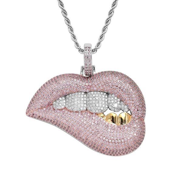 pendant necklaces biting lip stainless steel twist chain with pink zircon necklace hiphop for men and women 3mm x 60cm, Silver
pendant necklaces biting lip stainless steel twist chain with pink zircon necklace hiphop for men and women 3mm x 60cm, Silver