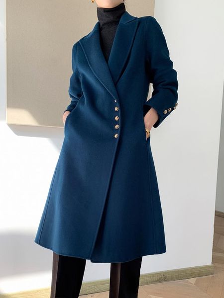 women's wool & blends blue tweed coat women's middle long 2021 autumn and winter korean slim double-sided cashmere, Black
women's wool & blends blue tweed coat women's middle long 2021 autumn and winter korean slim double-sided cashmere, Black