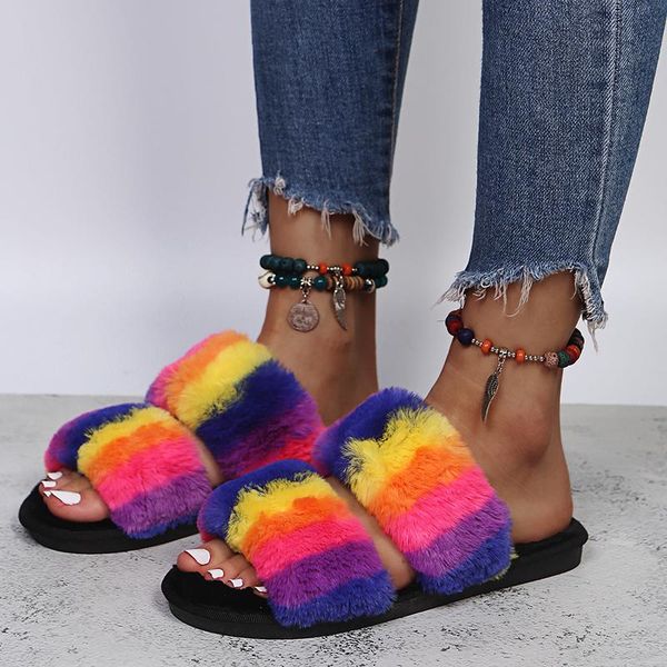 slippers rainbow fur women plush mix color home slides women's flats ladies comfy open toe thick bottom female shoes winter soft, Black
slippers rainbow fur women plush mix color home slides women's flats ladies comfy open toe thick bottom female shoes winter soft, Black