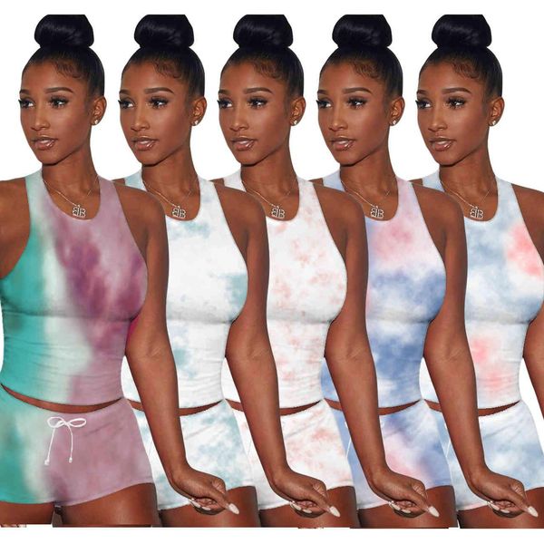 designer 2021 tracksuits two piece leisure printed tie dyed sports vest women sport suits jogger sweat plus size shorts, Gray
designer 2021 tracksuits two piece leisure printed tie dyed sports vest women sport suits jogger sweat plus size shorts, Gray