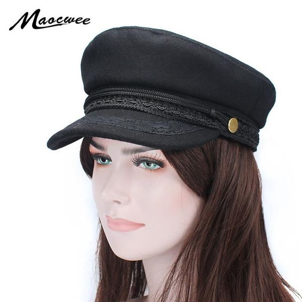 Spring Autumn Sboy Hats For Women Lace Belt Button Military Caps Black Korean Literary British Berets Wide Brim, Blue;gray
Spring Autumn Sboy Hats For Women Lace Belt Button Military Caps Black Korean Literary British Berets Wide Brim, Blue;gray