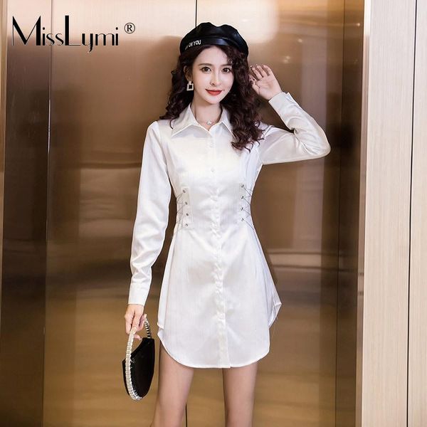 casual dresses misslymi women white bandage dress 2021 autumn fashion turn-down collar single-breasted long sleeve asymmetry fairy shirt, Black;gray
casual dresses misslymi women white bandage dress 2021 autumn fashion turn-down collar single-breasted long sleeve asymmetry fairy shirt, Black;gray