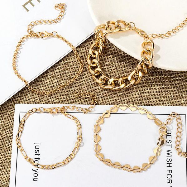 link, chain 4pcs punk curb cuban bracelets set for women miami boho thick gold color charm tassel bangles fashion jewelry, Black
link, chain 4pcs punk curb cuban bracelets set for women miami boho thick gold color charm tassel bangles fashion jewelry, Black