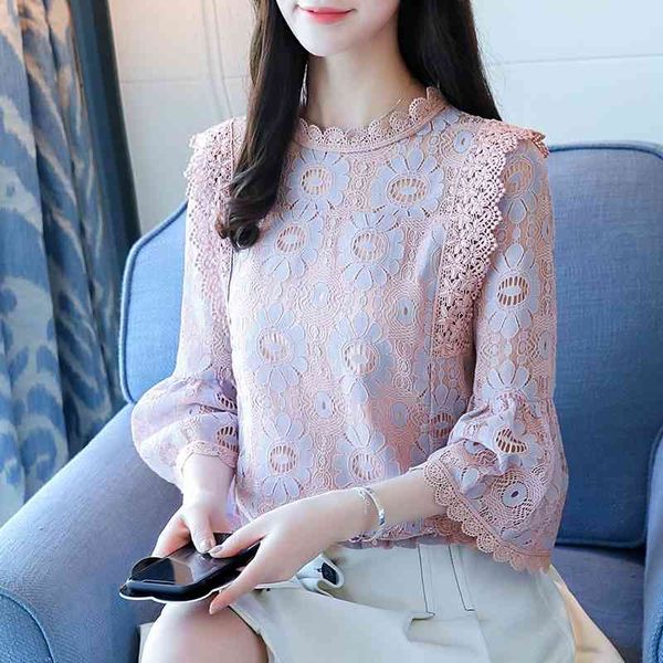 women blouse spring lace flare sleeve fashion s chiffon blusas femininas plus size shirts 852g 210420, White
women blouse spring lace flare sleeve fashion s chiffon blusas femininas plus size shirts 852g 210420, White