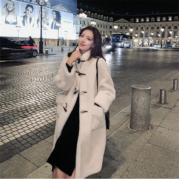 women's fur & faux winter women coat thick warm loose fuzzy casual long coats pocket solid button jacket femme overcoat outwear, Black
women's fur & faux winter women coat thick warm loose fuzzy casual long coats pocket solid button jacket femme overcoat outwear, Black