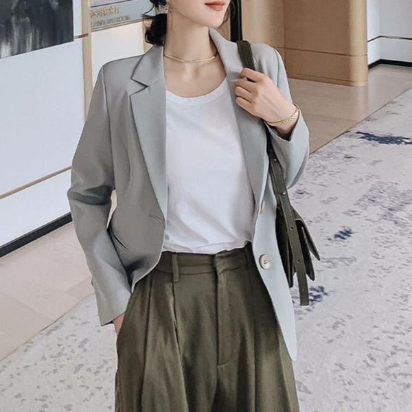 women's suits & blazers 2021 gray casual blazer jacket women streetwear young girl office fashion black jackets coat work basic, White;black
women's suits & blazers 2021 gray casual blazer jacket women streetwear young girl office fashion black jackets coat work basic, White;black