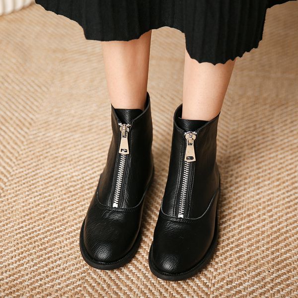 boots 0909-2 martin boots women's thick heel british style fall / winter front zipper short bottom soft leather tube t4sv, Black
boots 0909-2 martin boots women's thick heel british style fall / winter front zipper short bottom soft leather tube t4sv, Black