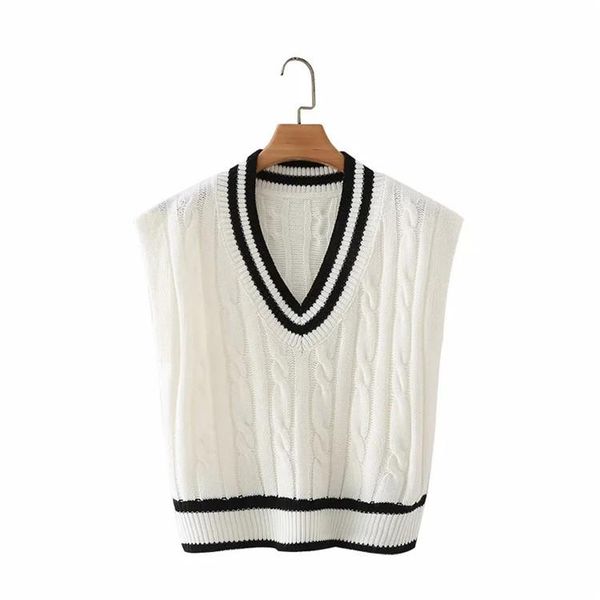 women's vests college style fresh sweet contrast color design knitted vest autumn winter clothing small v-neck sleeveless sweater, Black;white
women's vests college style fresh sweet contrast color design knitted vest autumn winter clothing small v-neck sleeveless sweater, Black;white