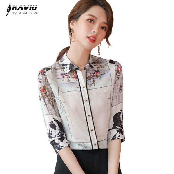 printed chiffon shirt women design summer temperament high end satin blouses office ladies formal work 210604, White
printed chiffon shirt women design summer temperament high end satin blouses office ladies formal work 210604, White