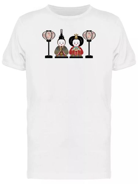 cute japanese doll couple men's tee -image by shutterstock, White;black 
cute japanese doll couple men's tee -image by shutterstock, White;black