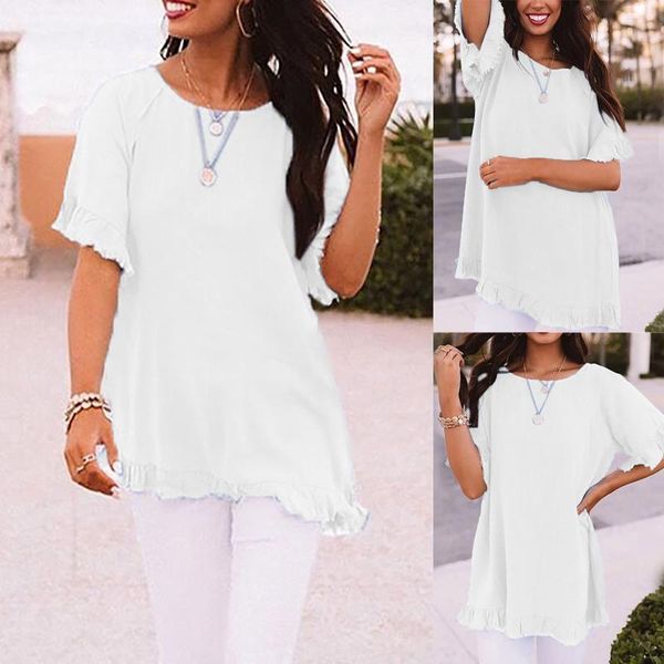 women's t-shirt linen solid color 2021 summer tunic cotton trend o-neck ruffled sleeve oversized plus size s-2xl, White
women's t-shirt linen solid color 2021 summer tunic cotton trend o-neck ruffled sleeve oversized plus size s-2xl, White