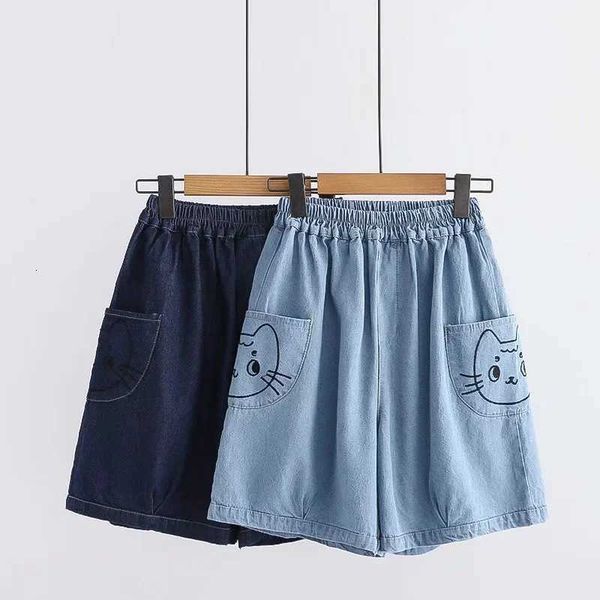 women's shorts summer girls casual denim women bottoms elastic high waist loose jeans cute fashion cat embroidery bermuda t2g1, White;black
women's shorts summer girls casual denim women bottoms elastic high waist loose jeans cute fashion cat embroidery bermuda t2g1, White;black