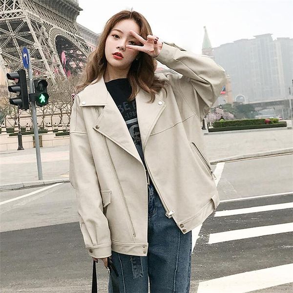 women's leather & faux 2021 fashion oversized coat women jacket spring autumn loose biker motorcycle jackets female punk streetwear, Black
women's leather & faux 2021 fashion oversized coat women jacket spring autumn loose biker motorcycle jackets female punk streetwear, Black