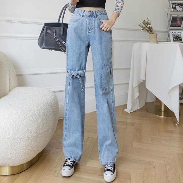 women's jeans high waisted loose wide straight-leg bow-knot 2021 spring and autumn light-colored slim casual pants, Blue
women's jeans high waisted loose wide straight-leg bow-knot 2021 spring and autumn light-colored slim casual pants, Blue