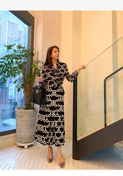 black a line vintage bow neck lace-up female office party chiffon women elegant casual chain print full sleeve tunic long dress, Black;gray
black a line vintage bow neck lace-up female office party chiffon women elegant casual chain print full sleeve tunic long dress, Black;gray