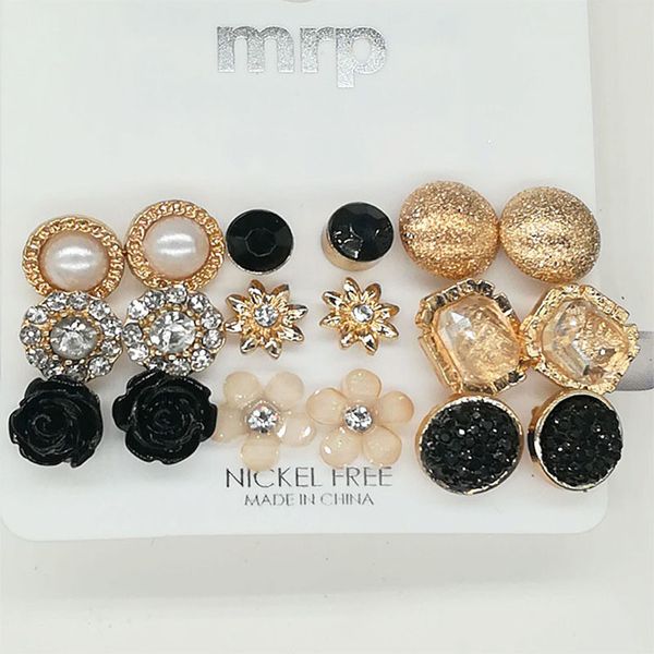 9pairs/set stud earings sets fashion boho gold colorfor women girls cute flower crystal leaf shape ears jewelry qb-70, Golden
9pairs/set stud earings sets fashion boho gold colorfor women girls cute flower crystal leaf shape ears jewelry qb-70, Golden