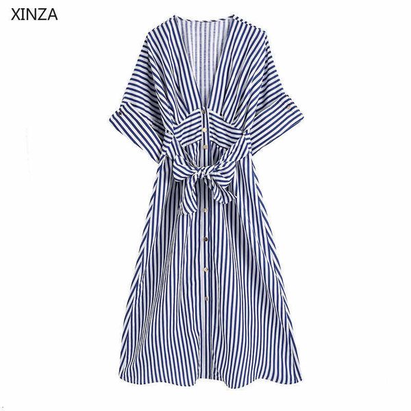 casual dresses women blue striped long summer vintage short sleeve v neck tied office lady fashion button up woman 6mq2, Black;gray
casual dresses women blue striped long summer vintage short sleeve v neck tied office lady fashion button up woman 6mq2, Black;gray