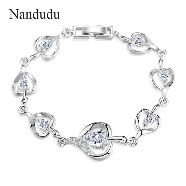 link, chain nandudu luxury white gold color link heart bracelet for women ladies shining cubic zircon valentine's jewelry b1082, Black
link, chain nandudu luxury white gold color link heart bracelet for women ladies shining cubic zircon valentine's jewelry b1082, Black