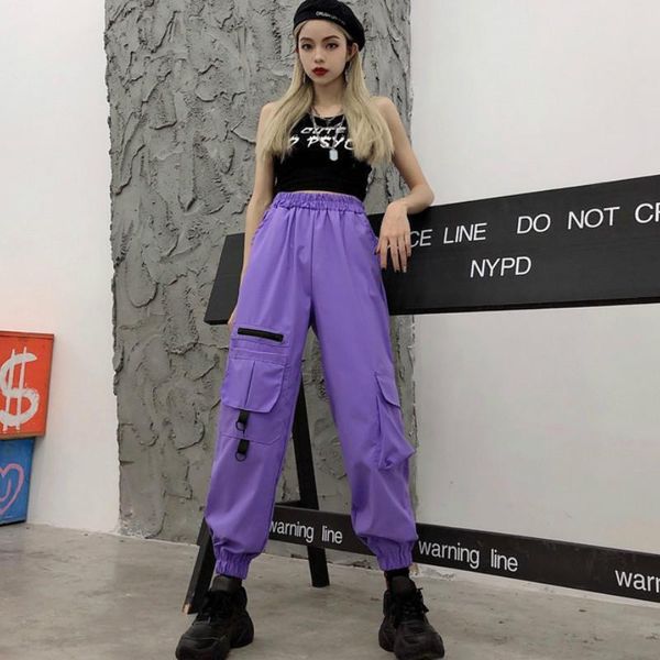 women's pants & capris streetwear ladies cargo womens casual joggers solid big pocket high waist loose female trousers palazzo, Black;white
women's pants & capris streetwear ladies cargo womens casual joggers solid big pocket high waist loose female trousers palazzo, Black;white