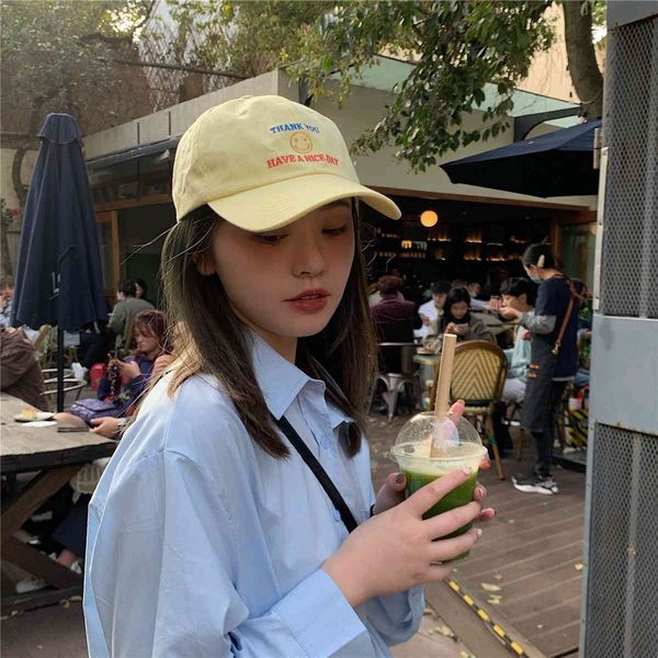 korean blogger's smile face cream yellow baseball cap female spring summer sun hat college style cap fashion, Blue;gray
korean blogger's smile face cream yellow baseball cap female spring summer sun hat college style cap fashion, Blue;gray