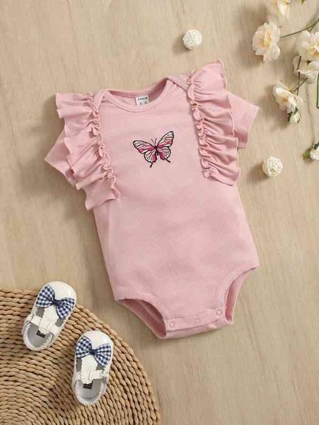 baby butterfly embroidery ruffle trim bodysuit she, Blue
baby butterfly embroidery ruffle trim bodysuit she, Blue