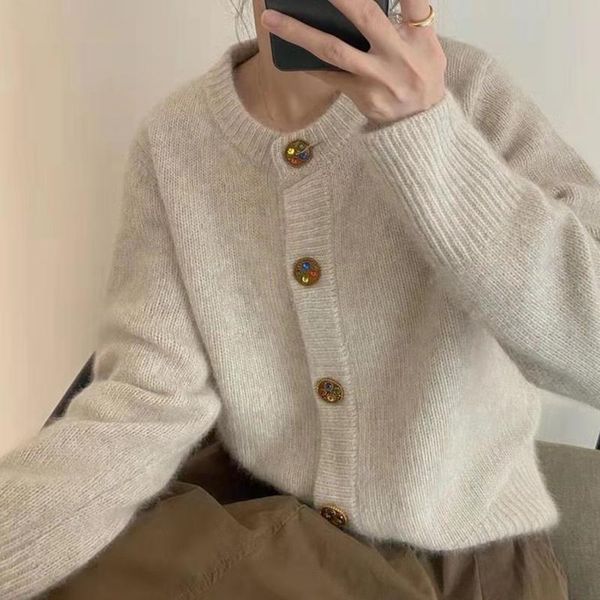 women's knits & tees vintage knitted cardigan sweater women simple solid single row button fashion o-neck long sleeve woman 2021, White
women's knits & tees vintage knitted cardigan sweater women simple solid single row button fashion o-neck long sleeve woman 2021, White