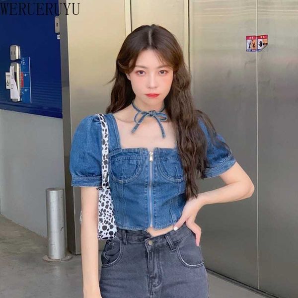 werueruyu summer womens denim blouse shirt blouse sweet clothing for ladies 210608, Black;brown
werueruyu summer womens denim blouse shirt blouse sweet clothing for ladies 210608, Black;brown
