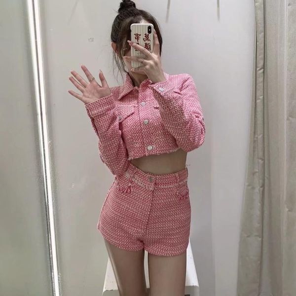women's tracksuits junwu autumn pink lapel pocket single-breasted long sleeve short jacket high waist shorts set sweet girly, Gray
women's tracksuits junwu autumn pink lapel pocket single-breasted long sleeve short jacket high waist shorts set sweet girly, Gray