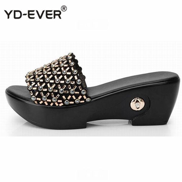 slippers women summer shoes wedges crystal platform ladies slip on open toes for slides, Black
slippers women summer shoes wedges crystal platform ladies slip on open toes for slides, Black