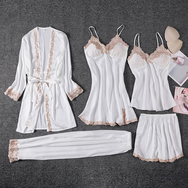 spring and autumn pajamas women's five piece suit silk thin nightdress summer ice lady's nightgown with bra, Black;red
spring and autumn pajamas women's five piece suit silk thin nightdress summer ice lady's nightgown with bra, Black;red