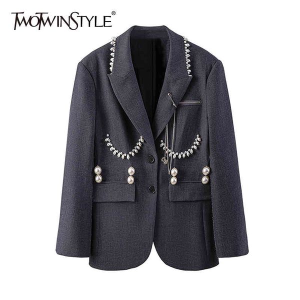 casual patchwork pearl blazer for women notched long sleeve temperament blazers female fashion clothing spring 210423, White;black
casual patchwork pearl blazer for women notched long sleeve temperament blazers female fashion clothing spring 210423, White;black