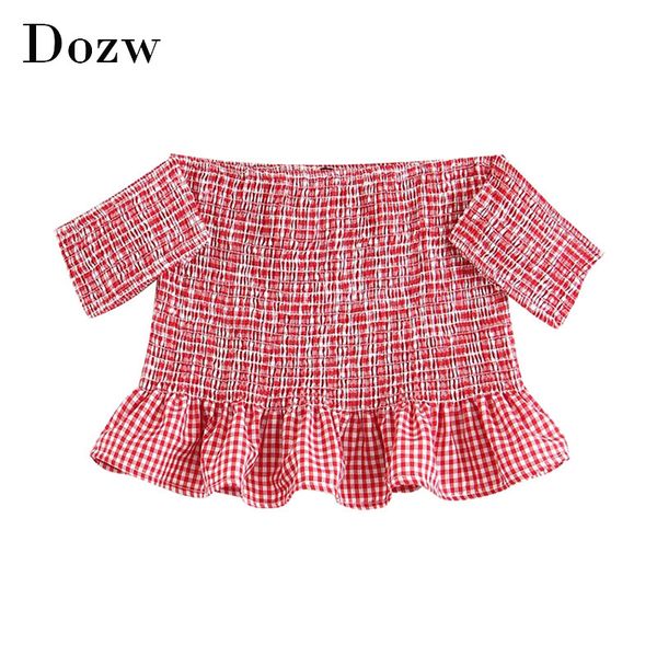women off shoulder and blouses stylish plaid ruffles shirt blouses female short sleeve bodycon crop blusas 210414, White
women off shoulder and blouses stylish plaid ruffles shirt blouses female short sleeve bodycon crop blusas 210414, White