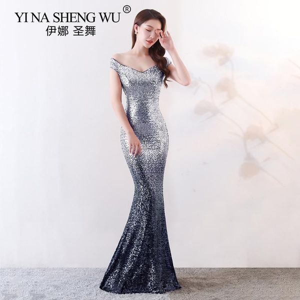 casual dresses mermaid sequin long dress v-neck off the shoulder gradient color evening gown vestido abiti da cerimonia avondjurken, Black;gray
casual dresses mermaid sequin long dress v-neck off the shoulder gradient color evening gown vestido abiti da cerimonia avondjurken, Black;gray