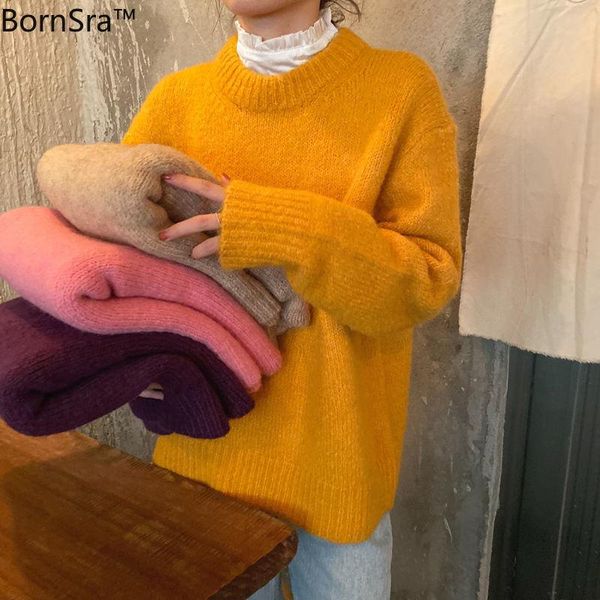 women's sweaters bornsra 2021 autumn winter casual computer knitted o-neck sweater women regular pullovers clothes for, White;black
women's sweaters bornsra 2021 autumn winter casual computer knitted o-neck sweater women regular pullovers clothes for, White;black