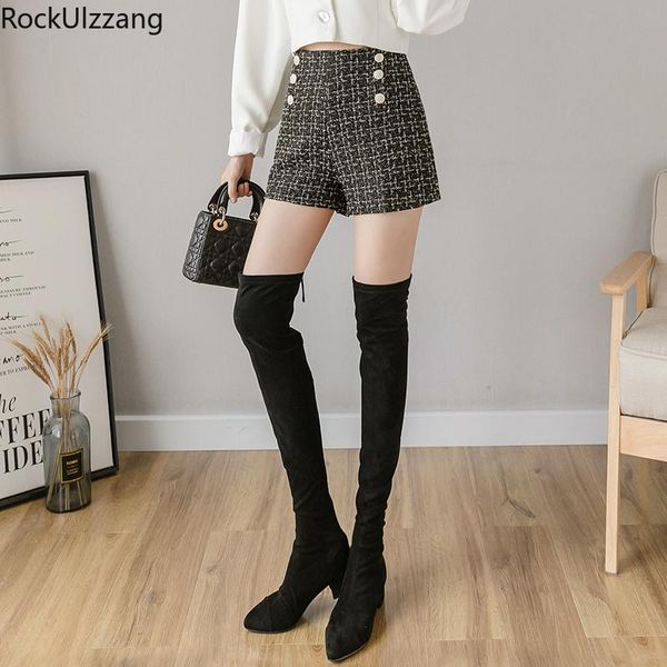 front double breasted button tweed spring autumn winter plaid solid short vintage high waist wide leg loose straight side zipper women', White;black
front double breasted button tweed spring autumn winter plaid solid short vintage high waist wide leg loose straight side zipper women', White;black