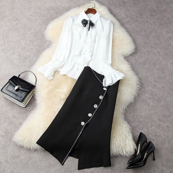 dress european and american women's wear for spring 2021 long - sleeved flouncy bow shirt button-down skirt fashion suits muwk, White
dress european and american women's wear for spring 2021 long - sleeved flouncy bow shirt button-down skirt fashion suits muwk, White