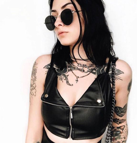 women's tanks & camis gothic women summer 2021 black pu leather zipper ladies damskie mujer crop femme cropped cute, White
women's tanks & camis gothic women summer 2021 black pu leather zipper ladies damskie mujer crop femme cropped cute, White
