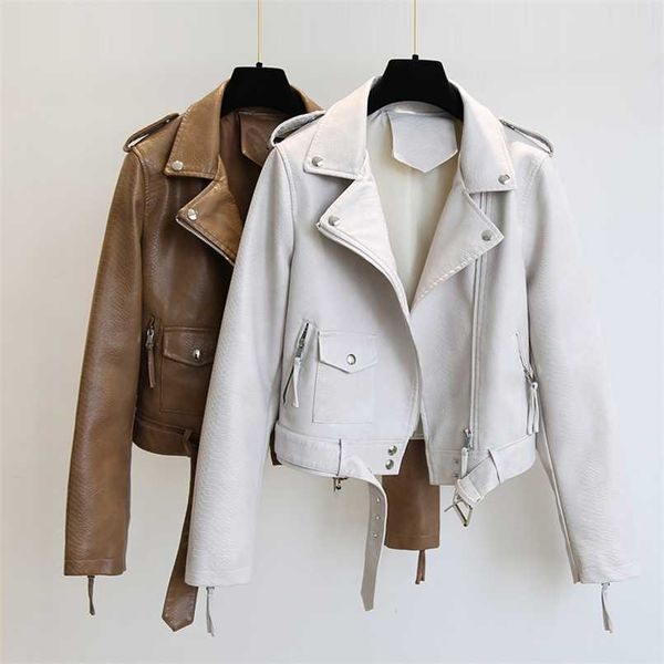 ftlzz spring autumn women faux leather jacket slim streetwear khaki leather coat biker moto jacket with belt female outerwear 211007, Black
ftlzz spring autumn women faux leather jacket slim streetwear khaki leather coat biker moto jacket with belt female outerwear 211007, Black