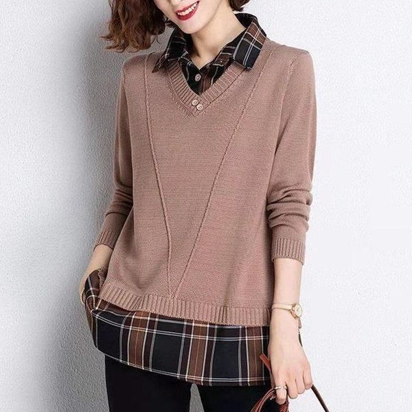 women's sweaters ladies shirt collar fake two pieces knitted 2021 autumn and winter loose outer bottoming womens, White;black
women's sweaters ladies shirt collar fake two pieces knitted 2021 autumn and winter loose outer bottoming womens, White;black