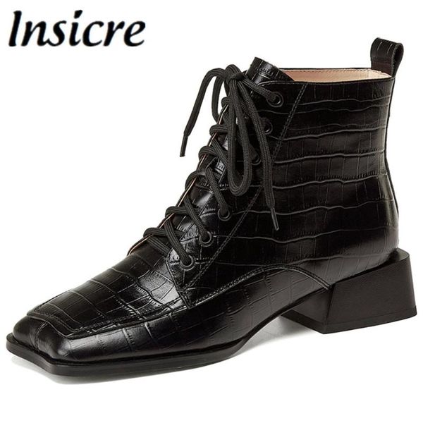 boots insicre solid color black genuine leather women ankle fashion lace up mid heels special shaped toe party shoes
boots insicre solid color black genuine leather women ankle fashion lace up mid heels special shaped toe party shoes