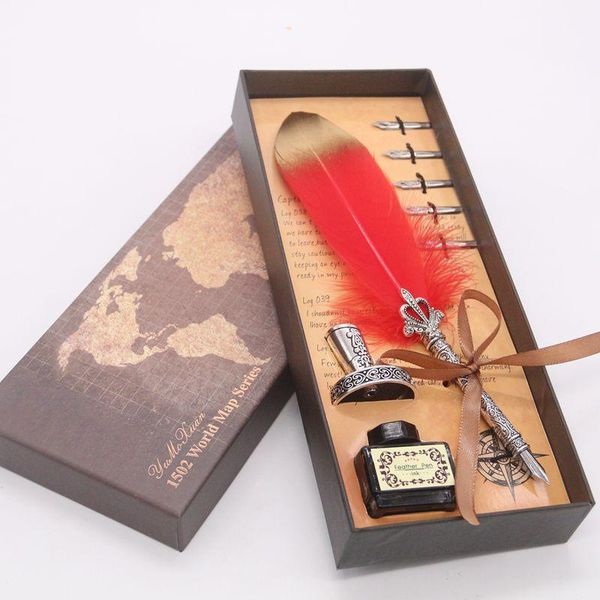 english calligrap feather pen set vintage advertising gift ink dip water metal fountain birthday box 5 nibs pens
english calligrap feather pen set vintage advertising gift ink dip water metal fountain birthday box 5 nibs pens