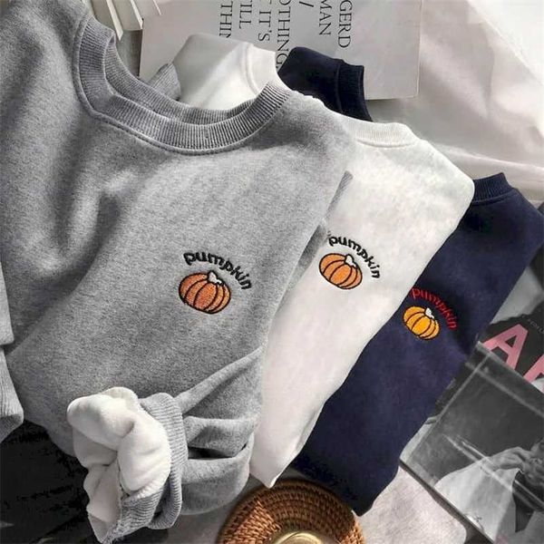 sweatshirt spring autumn korean preppy small pumpkin embroidery o-neck shirt men women plus velvet thickening outer loose 211103, Black
sweatshirt spring autumn korean preppy small pumpkin embroidery o-neck shirt men women plus velvet thickening outer loose 211103, Black