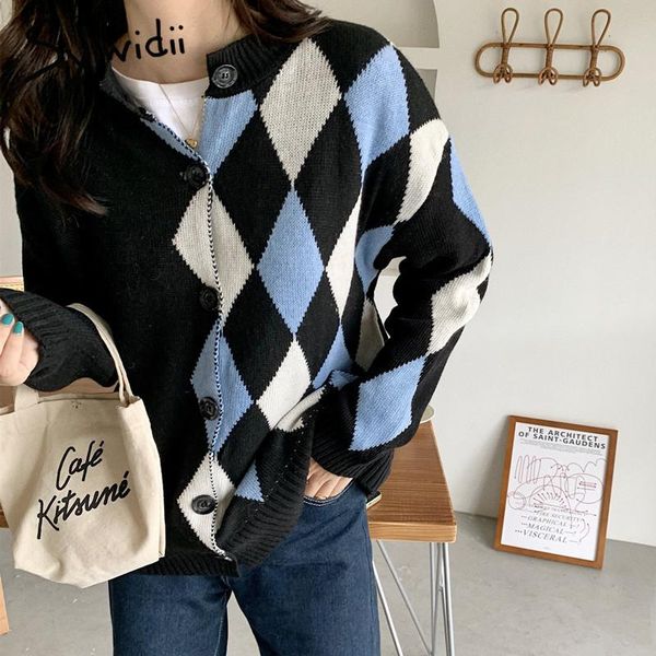 women's knits & tees syiwidii vintage oversized cardigan women argyle sweater patchwork black jackets autumn winter 2021 casual fashion, White
women's knits & tees syiwidii vintage oversized cardigan women argyle sweater patchwork black jackets autumn winter 2021 casual fashion, White