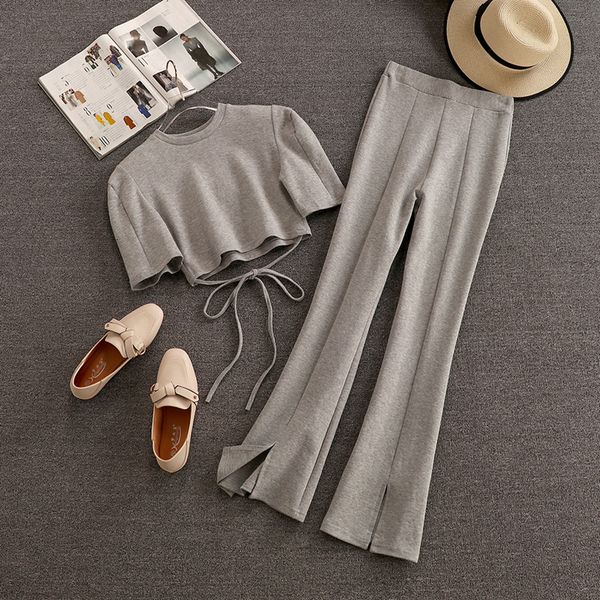 2021 female summer training sets the neck-neck harvesting shirts elastic waistline leg long pants define casual ulzzang suits of two, White
2021 female summer training sets the neck-neck harvesting shirts elastic waistline leg long pants define casual ulzzang suits of two, White