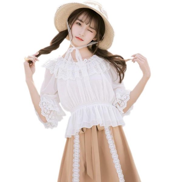 women's blouses & shirts sweet half sleeve blouse chiffon summer black/white/beige
women's blouses & shirts sweet half sleeve blouse chiffon summer black/white/beige